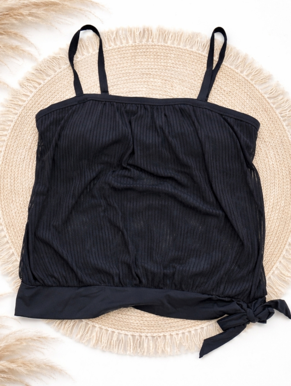 Black Mesh Swim Tank Top Size XL